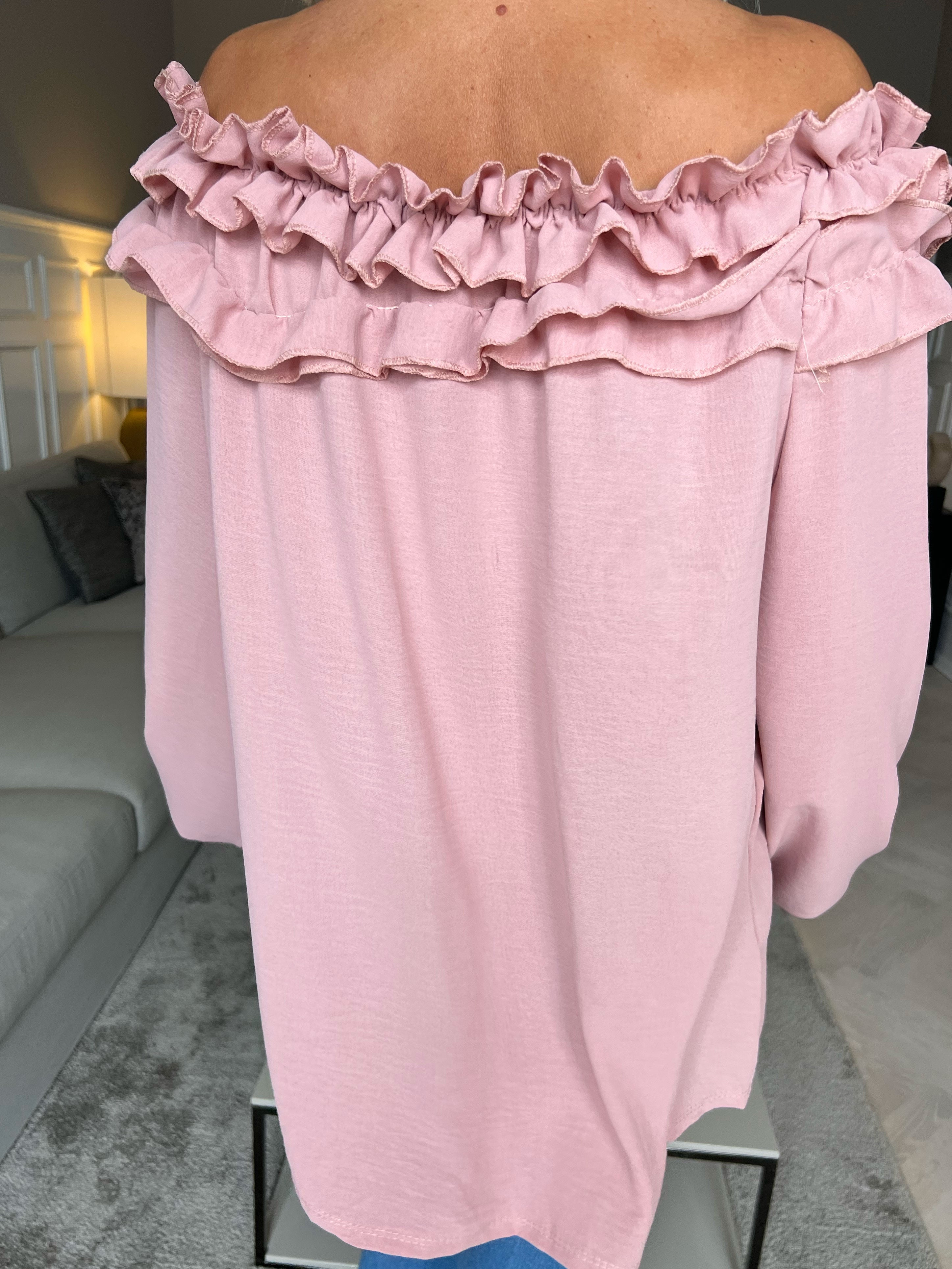 Chili - Fineste tunika bluse med flæser i udskæringen